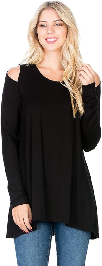 Azules long sleeve cold shoulder tunic
