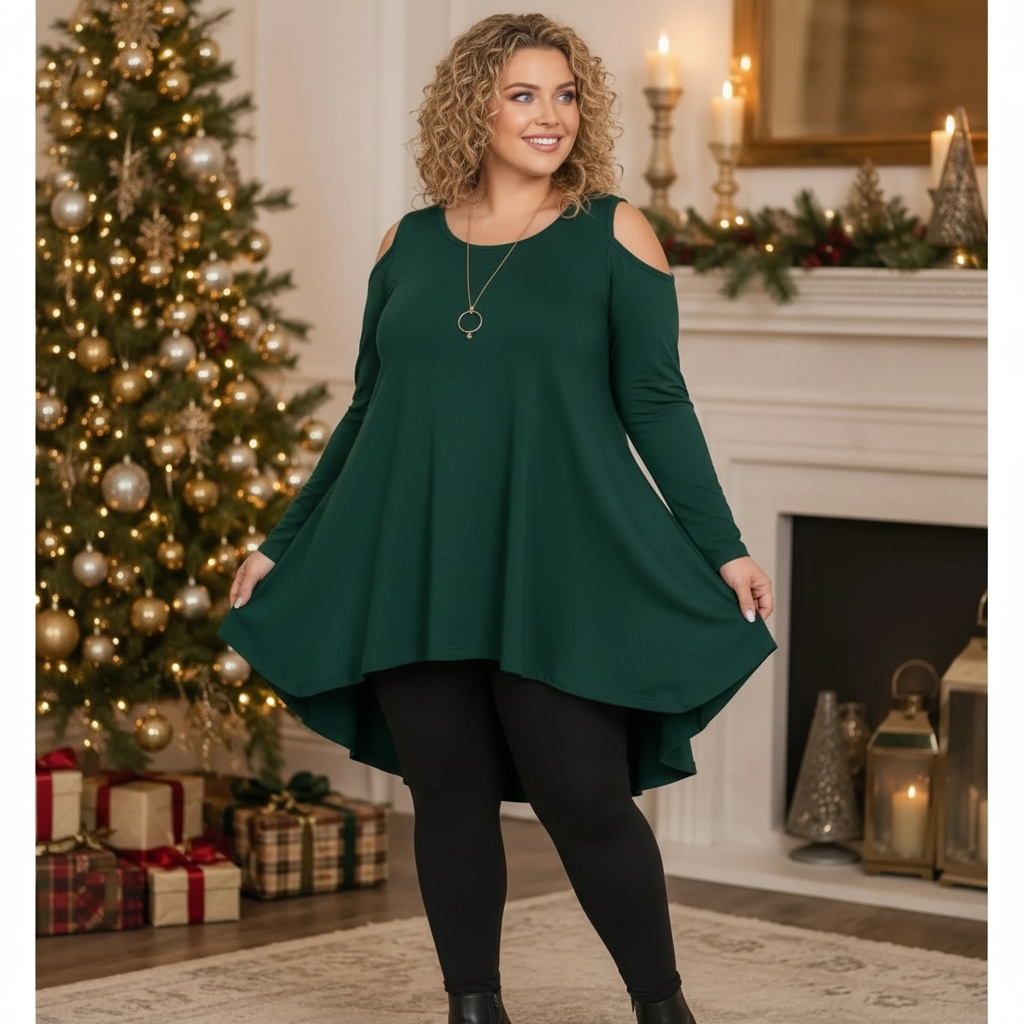 Azules long sleeve cold shoulder tunic