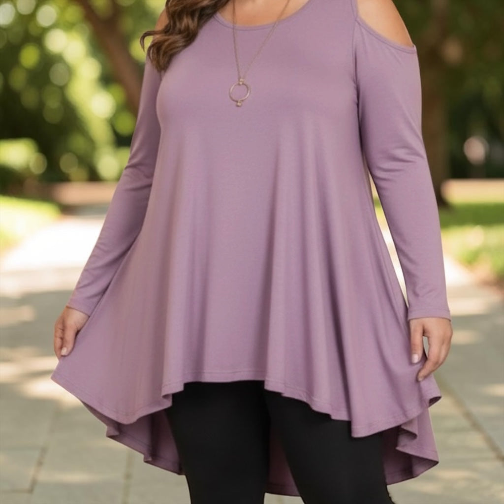 Azules long sleeve cold shoulder tunic