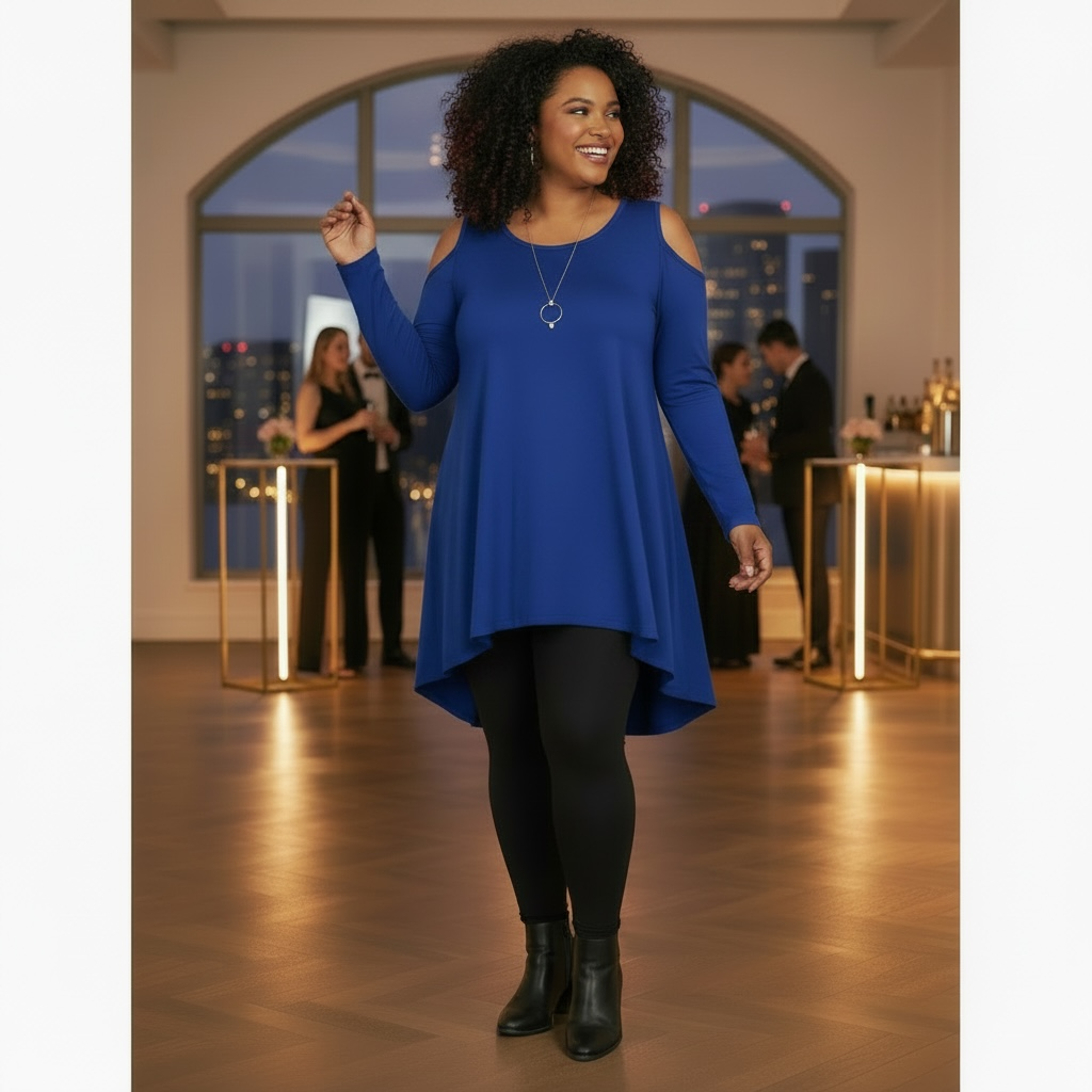 Azules long sleeve cold shoulder tunic